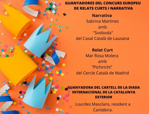 ENHORABONA! Mar Rosa Molera del Cercle Català de Madrid GUANYADORA del Concurs Europeu de RELAT CURT!!! Rosa Campmany del Cercle, finalista en NARRACIÓ.